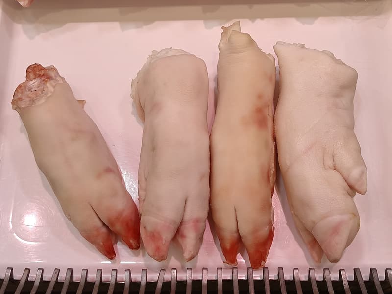 Raw pork front feet